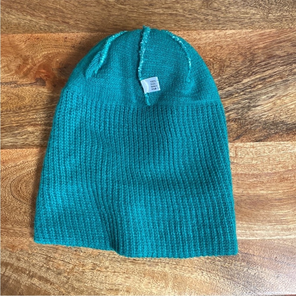 VTG 80’S Green Panda Bear Knit Knitted Pom Pom Winter Hat Beanie - Picture 5 of 14